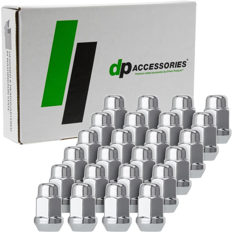 DPAccessories Chrome M12x150 Lug Nuts Closed End Bulge Acorn 36mm 14 Tall 19mm 34 Hex Set of 24 D3116HT230524