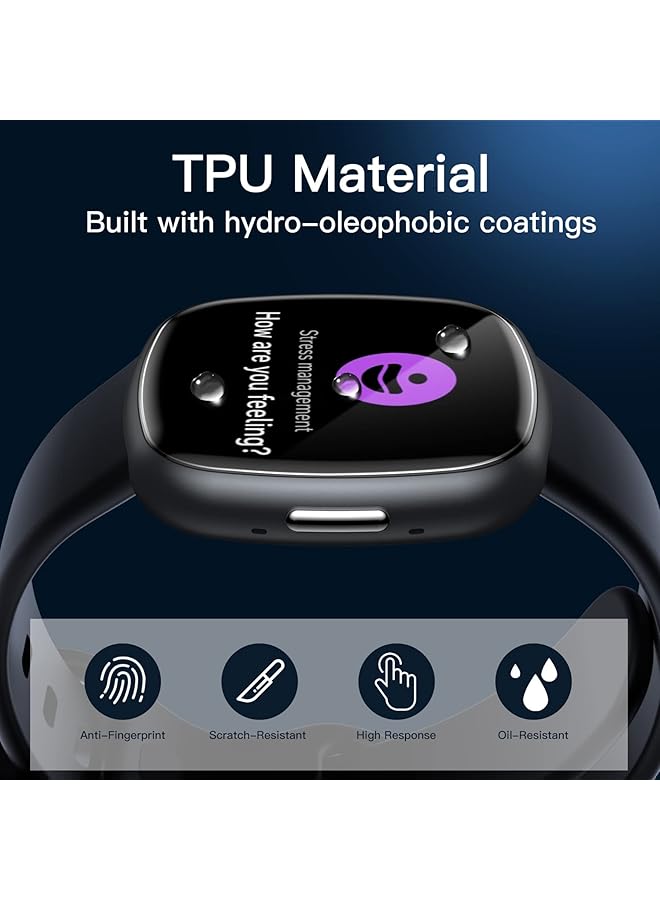 جي تيك واقي شاشة لساعة Fitbit Versa 4 Sense 2 مصنوع من مادة TPU المرنة عالية الوضوح وشفافة للغاية، عبوة من 6 قطع - Image 4