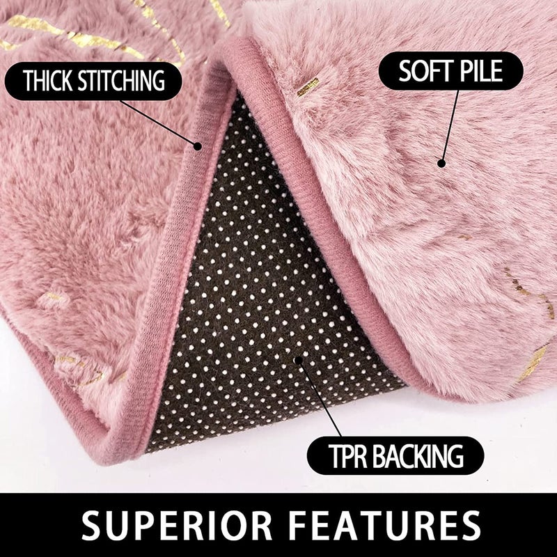Eanpet Marble Bathroom Rugs and Mats Set 3 Piece Nonslip Pink Bathroom Mats Soft Washable Bath Mat for Bathroom Floor Mats Carpet Water Absorbent Shower Rug with U-Shaped Contour Rug Toilet Lid Cover - Image 5