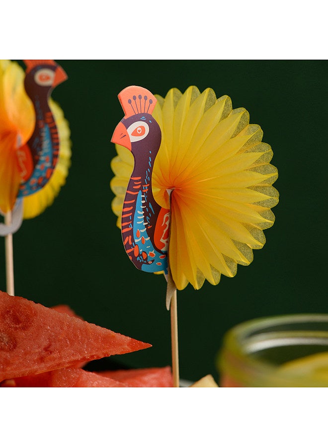 Generic 50PCS Peacock Sticks Cocktail Picks Drinks Sticks Fruit Cake Sticks Picks Fancy Toothpicks for Appetizers Wooden Sticks for Birthdays Party Bars Restaurants - Image 4