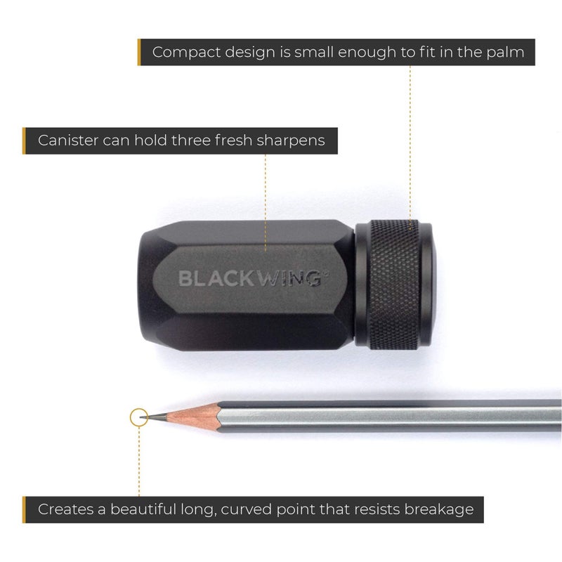 Blackwing One-Step Long Point Sharpener, German Steel Blade, Machined Aluminum, Compact Design, Black - Image 2