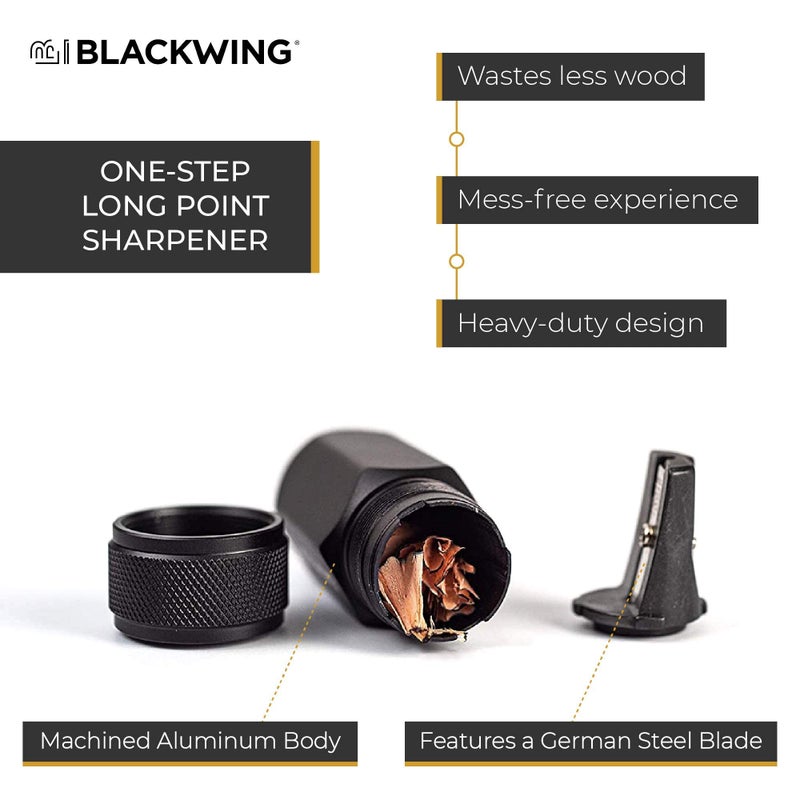 Blackwing One-Step Long Point Sharpener, German Steel Blade, Machined Aluminum, Compact Design, Black - Image 3