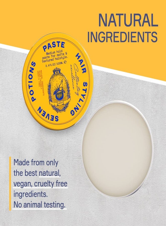 SEVEN POTIONS Hair Styling Paste for Men 3.4FL OZ - Medium, Flexible Hold Putty - Matte Hair Wax with Textured Finish - Easy Application - Natural, Vegan, Cruelty-Free - Image 2