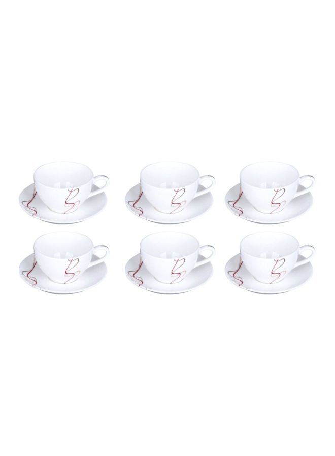 Royalford 12-Piece Tea Cup And Saucer Set Assorted Colour and Design 32cm - Image 1