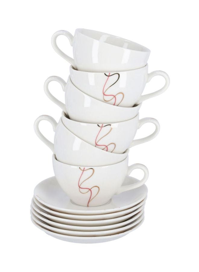 Royalford 12-Piece Tea Cup And Saucer Set Assorted Colour and Design 32cm - Image 3