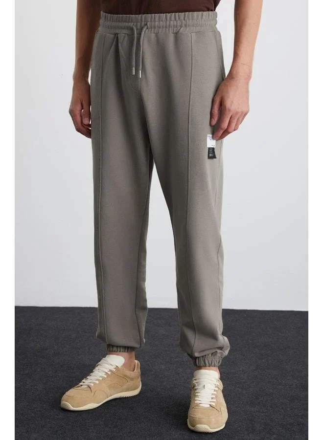 GRIMELANGE ROWAN Men's Organic Cotton Relaxed Fit Lined with Sweater Tag Jogger Grey Sweatpants.