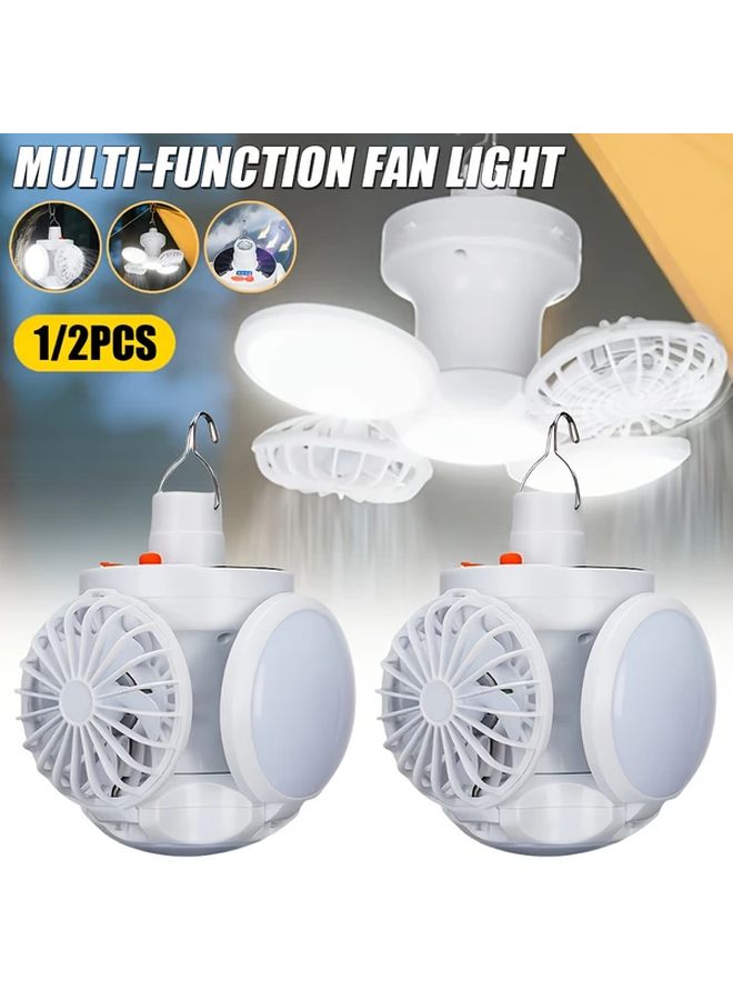 1pc Handheld Ceiling Fan Light Solar Camping 2 In 1 Multi Function Hanging Tent Light - Image 2