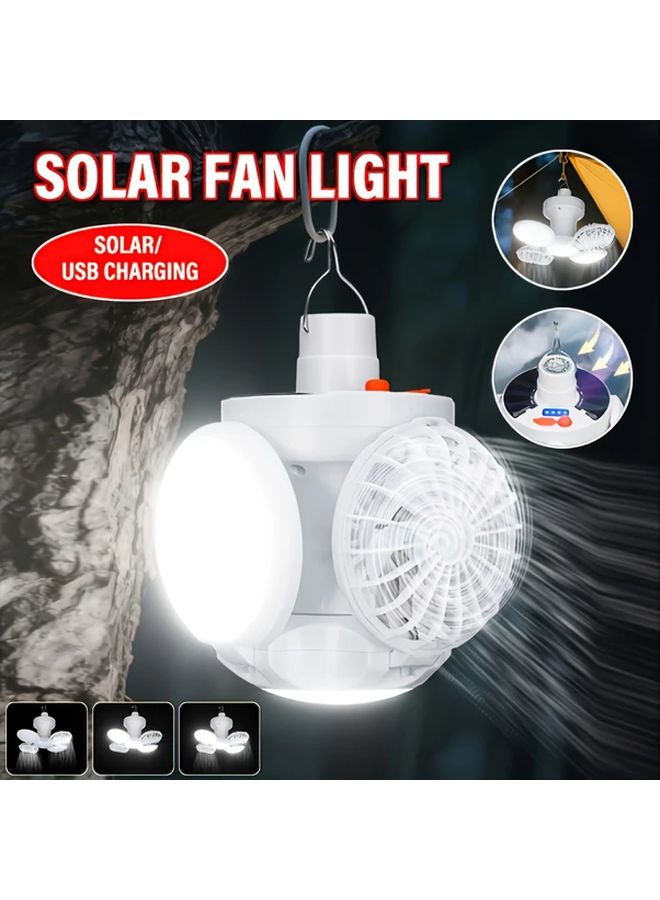 1pc Handheld Ceiling Fan Light Solar Camping 2 In 1 Multi Function Hanging Tent Light - Image 5