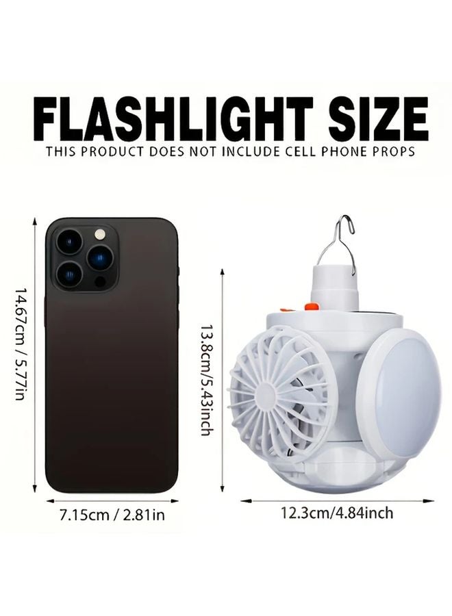 1pc Handheld Ceiling Fan Light Solar Camping 2 In 1 Multi Function Hanging Tent Light - Image 3