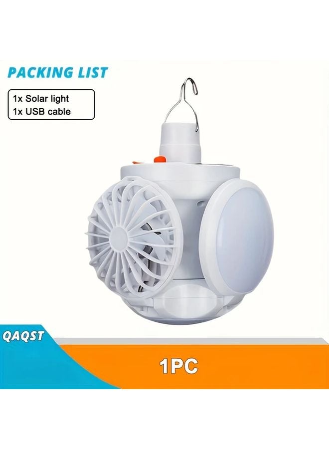 1pc Handheld Ceiling Fan Light Solar Camping 2 In 1 Multi Function Hanging Tent Light - Image 1