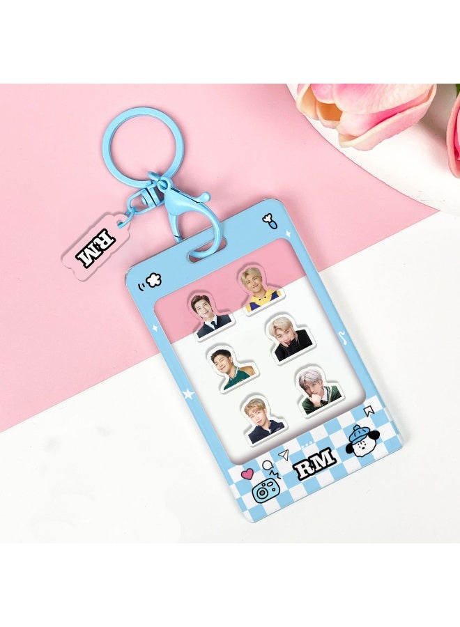 NIBEMINENT 1 - Piece V JIMIN Kpop Photo Card Holder Pendant Key Chain ID Badge Holder ID Card Holder Photo Card Protector for School ID Office ID Access Card for Women Girls