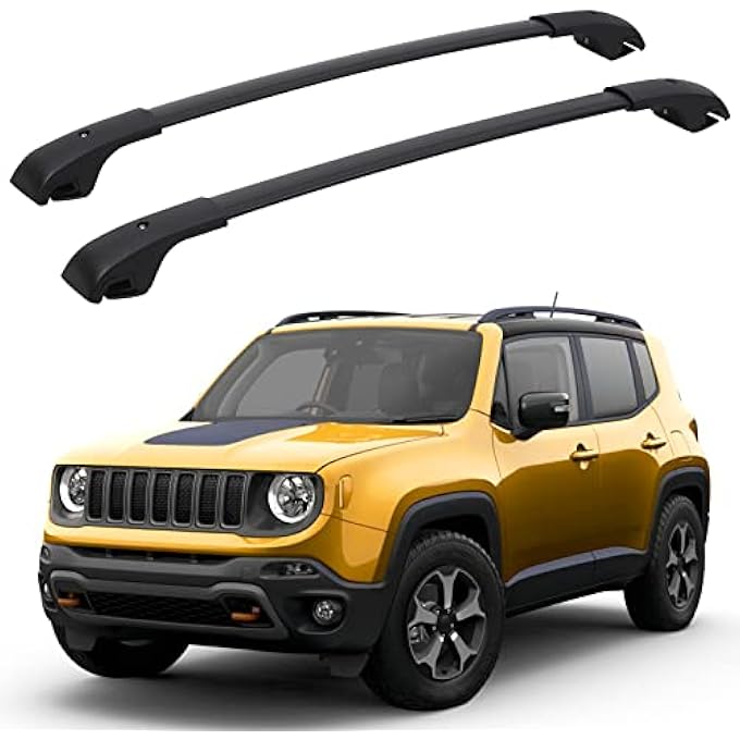 rayihni Car Roof Rack Cross Bars, Roof Bars for 2015-2022 Jeep Renegade with Grooved Side Rails, Aluminum Cross Bar Replacement for Rooftop Cargo Carrier Bag Kayak Bike Snowboard - Image 1