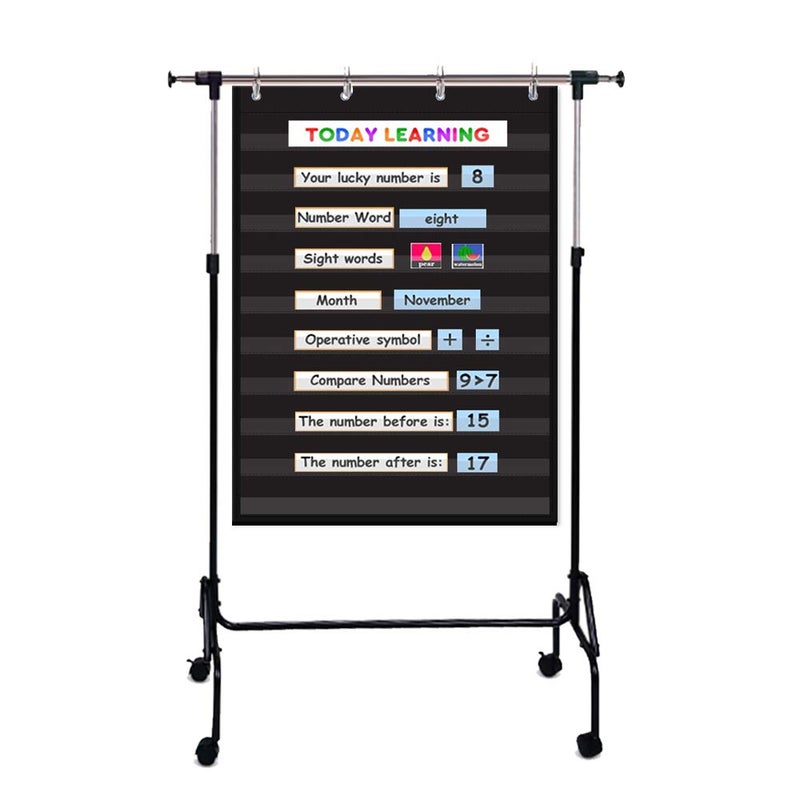 AUVCAS Standard Pocket Chart Clear 10 Pockets Chart for Classroom & Home Heavy Duty Hanging Pocket Chart for Word Wall/Letter Cards/Sentence Strips,28Wx43L,Black - Image 5