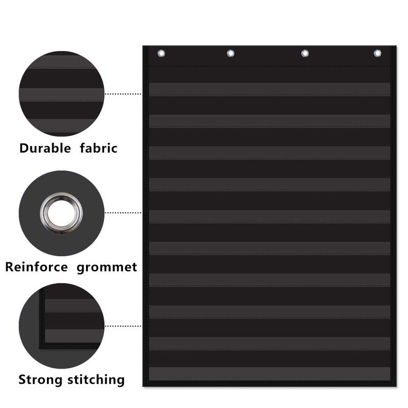 AUVCAS Standard Pocket Chart Clear 10 Pockets Chart for Classroom & Home Heavy Duty Hanging Pocket Chart for Word Wall/Letter Cards/Sentence Strips,28Wx43L,Black - Image 3