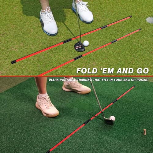 Goashpeaot 3 Pack Collapsible Golf Alignment Sticks, 40" Porfessional Alignment Sticks for Swing Trainer, Putting, Aiming Practice (Red) - Image 4