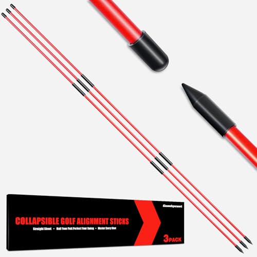 Goashpeaot 3 Pack Collapsible Golf Alignment Sticks, 40" Porfessional Alignment Sticks for Swing Trainer, Putting, Aiming Practice (Red) - Image 1