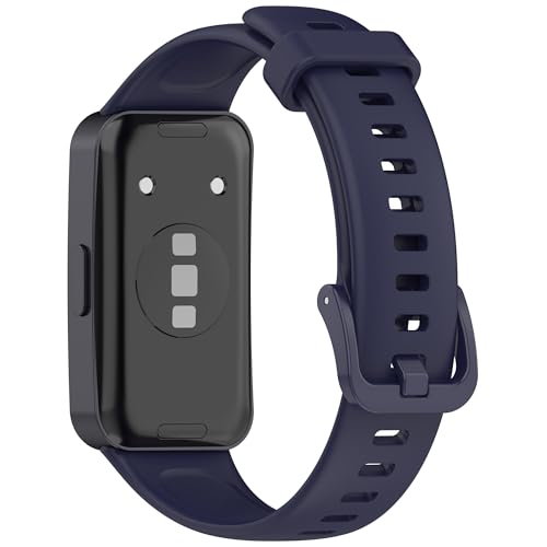 Wisely Adjustable Silicon Band Strap for Huawei Band 9/8 Watch Silicone Replacement Band Bracelet, NavyBlue - Image 3