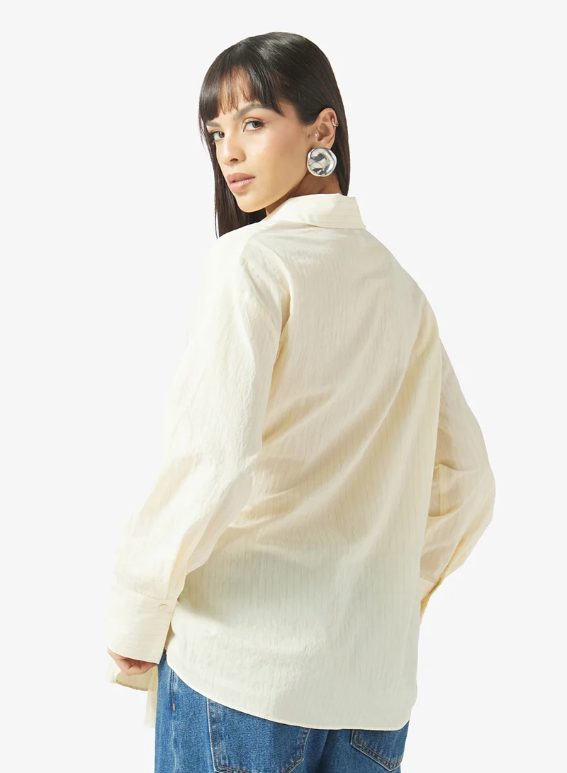 Topshop Long Sleeve Cinched Woven Shirt