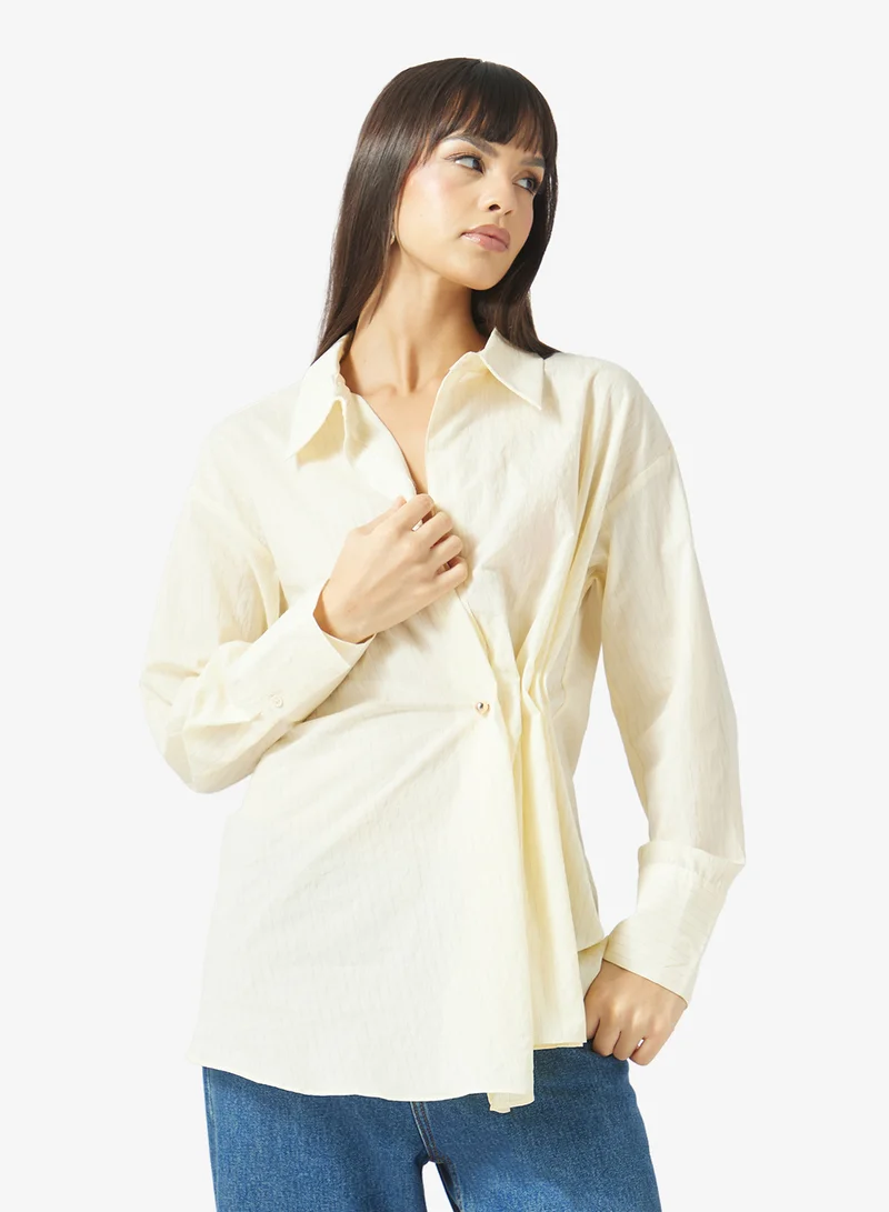 Topshop Long Sleeve Cinched Woven Shirt