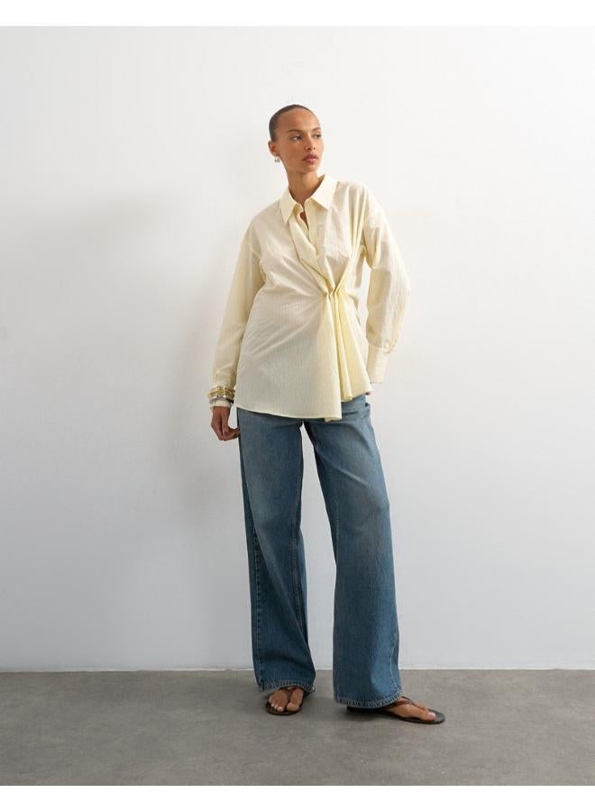 TOPSHOP Long Sleeve Cinched Woven Shirt - Image 4