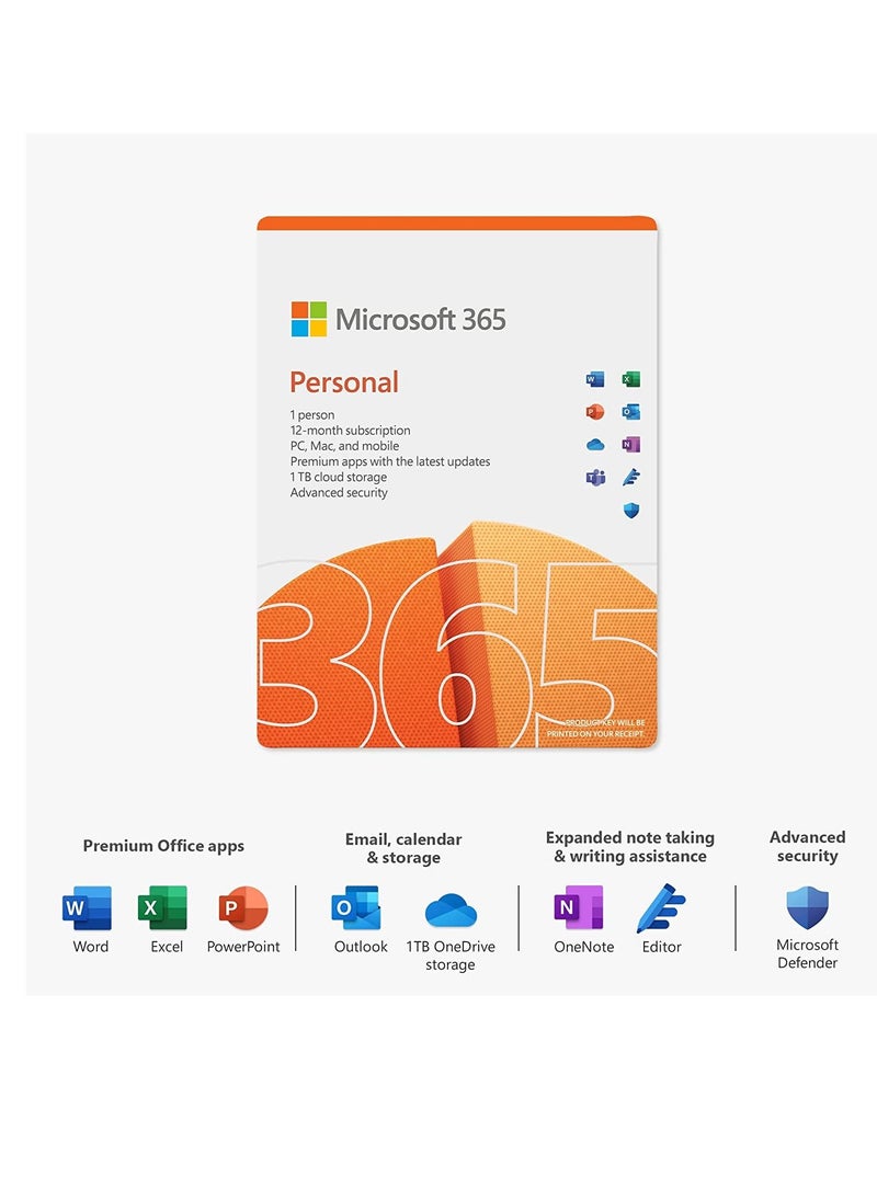 Microsoft - Microsoft 365 Personal Office  1 user 1 year subscription PC  Mac  Tablet and Phone multilingual Retail Box - Image 1