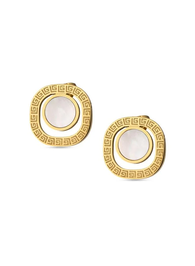 غاي لاروش Kim Yellow Gold Plated Stainless Steel Stud Earrings for Women
