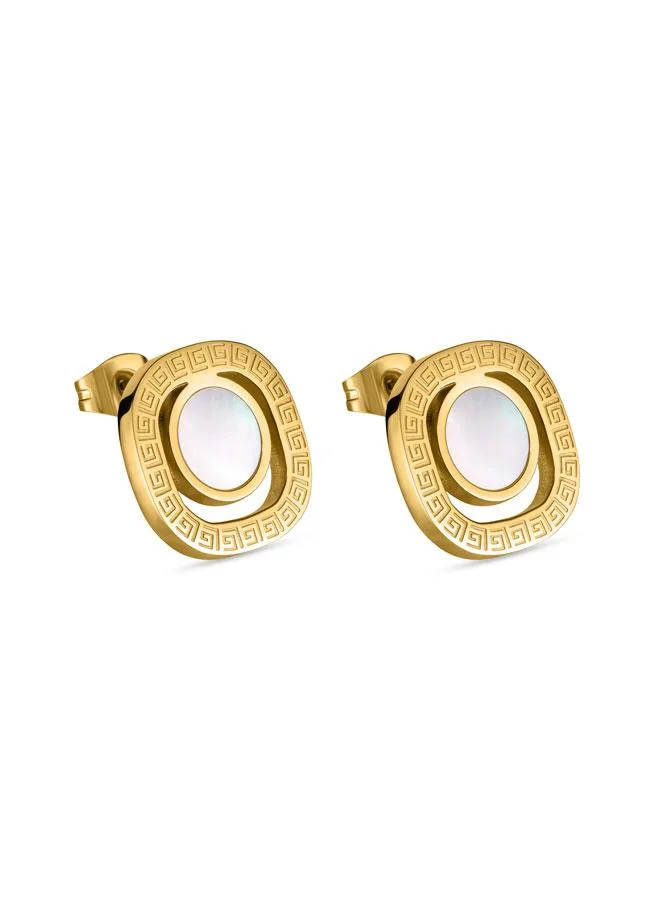 غاي لاروش Kim Yellow Gold Plated Stainless Steel Stud Earrings for Women
