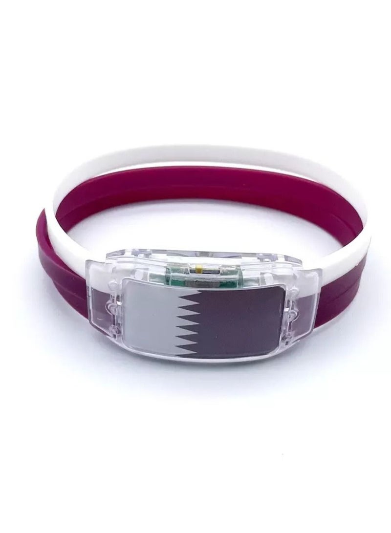 LED Glow Bracelets Light Up Wristbands Qatar National Flag LED Bracelet 2022 Qatar World Cup Football Team Cheer Props