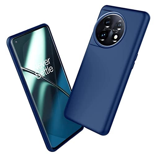 LIRAMARK Liquid Silicone Soft Back Cover Case for OnePlus 11 5G / 1+11 5G (Midnight Blue) - Image 1
