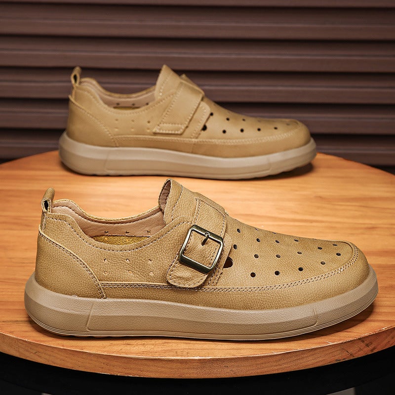 Popular Men'S Shoes Summer Breathable Clogs Live New Sandals Men'S Leather Shoes Large Size - Image 1