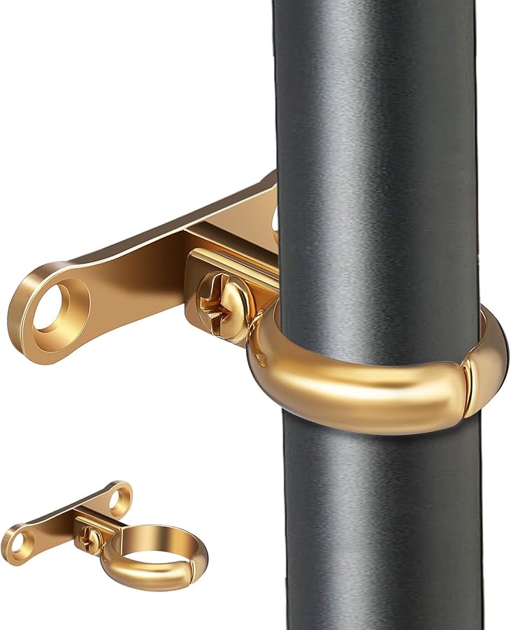 Heavy Duty Brass Pipe Clamp Bracket with Cable Clamp Wall Mount for Indoor Outdoor Tube Support - Image 1