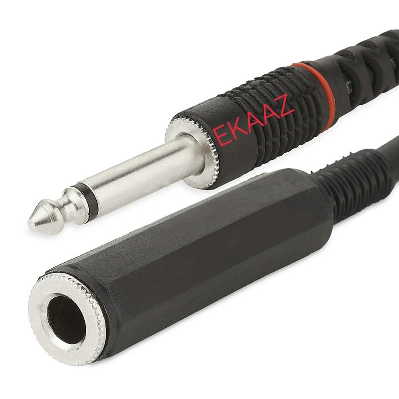 EKAAZ TS Mono Extension 1/4" Mono Male to Female Audio Extension Cable - Guitar Cable Compatible with Amplifiers, Instruments, and Microphones,5Meters/16.4ft (BLACK) - Image 1