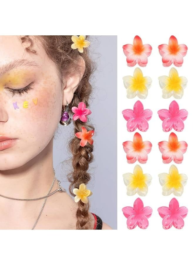 مشابك شعر صغيرة على شكل زهرة، 12 قطعة، مقاس 1.18 بوصة، مشابك صغيرة لطيفة للنساء والفتيات، تثبيت قوي للشعر الكثيف والرفيع، 6 ألوان - Image 2