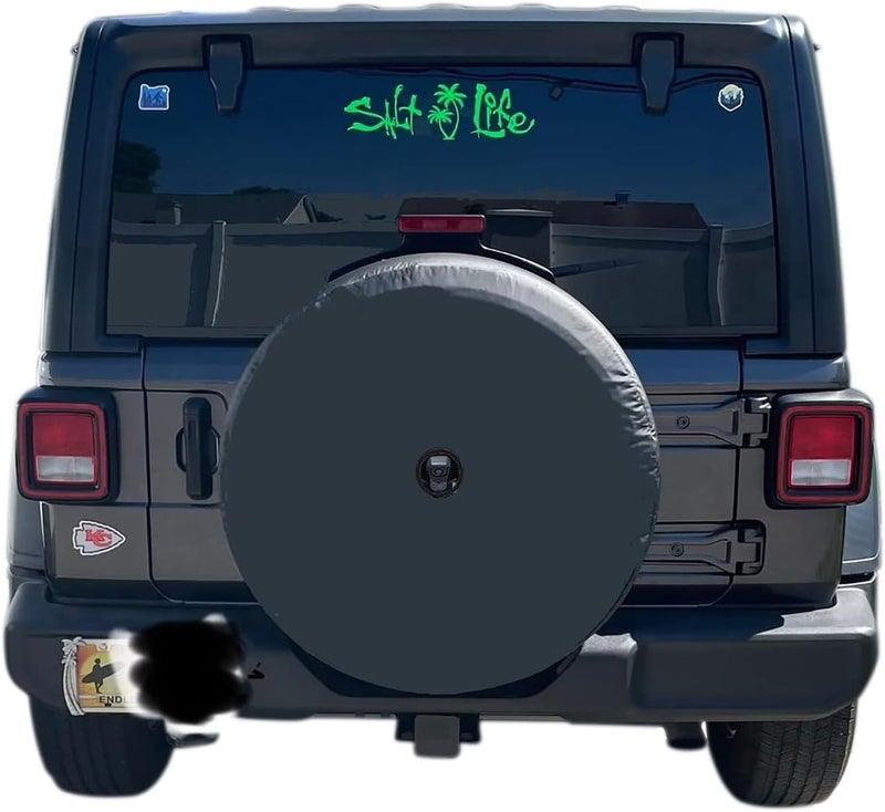 Aolowewin غطاء إطار احتياطي أسود مزود بفتحة لكاميرا احتياطية، مناسب لسيارات Jeep Wrangler JL، Sport & Sahara، وسيارات SUV Ford Bronco، وسيارات SUV Toyota XT. يوفر حماية من الغبار للإطار (المقاسات: XXL: 315/70R17، 315/70R18، 35x12.5-R22). - Image 1