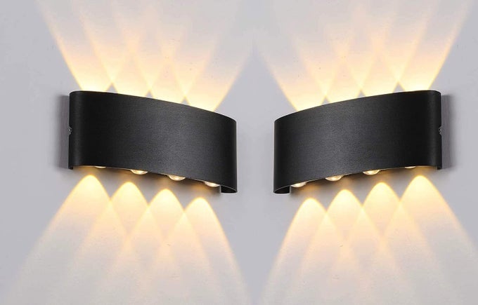 PACK OF 2 MODERN WALL LAMP 8W INDOOR UP DOWN WALL LIGHT LIGHT HALLWAY WALL SCONCE FOR BEDROOM CORRIDOR LIVING ROOM STAIRS WARM WHITE 2