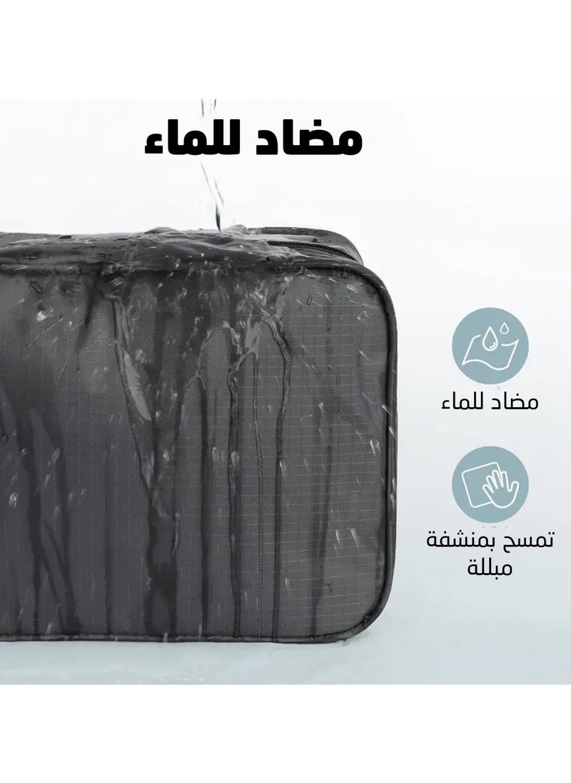 شنطة الحمام و ادوات الزينة للسفر مع خطاف تعليق - سعة كبيرة ومقاومة للماء ومتعددة الاقسام - منظم 4 في 1 لفصل الرطب والجاف - مثالية للرجال والنساء