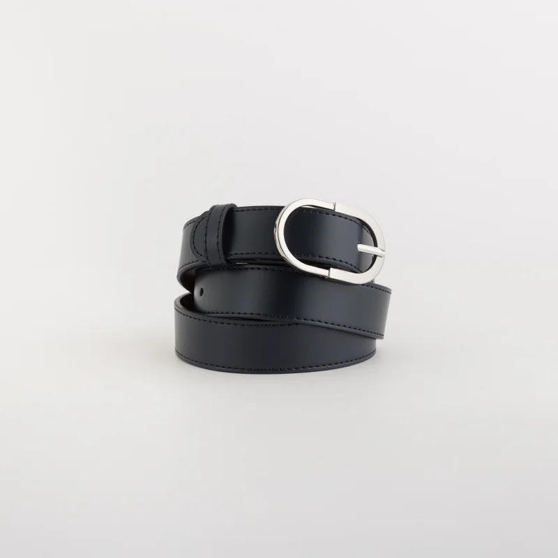 كاربيزا Women's Belt Lady Belt Leather Navy Blue