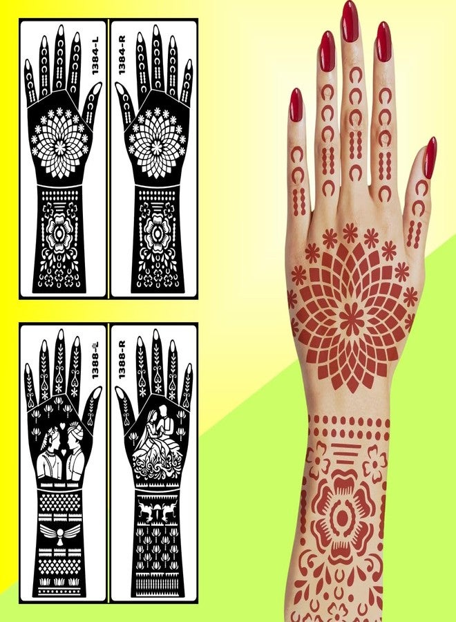 ORDERSHOCK Trending Bridal Floral Mehndi Stencil Sticker For Women Perfect Back Hand Design For Party & Traditions 2 Pack Of Combo - Image 3