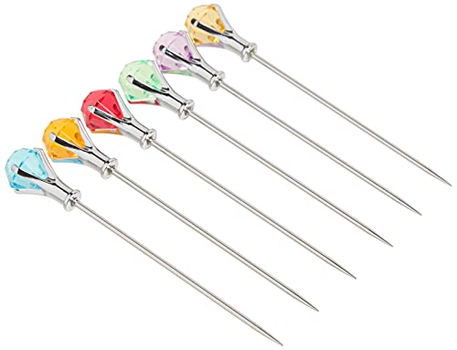 Prodyne DM6C Colorful DiamondHead Martini Picks Set of 6 Multicolor 1oz