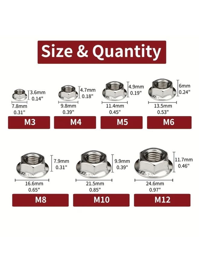 30pcs M6 Serrated Hex Flange Lock Nuts 304 Stainless Steel Plain Finish - Image 3