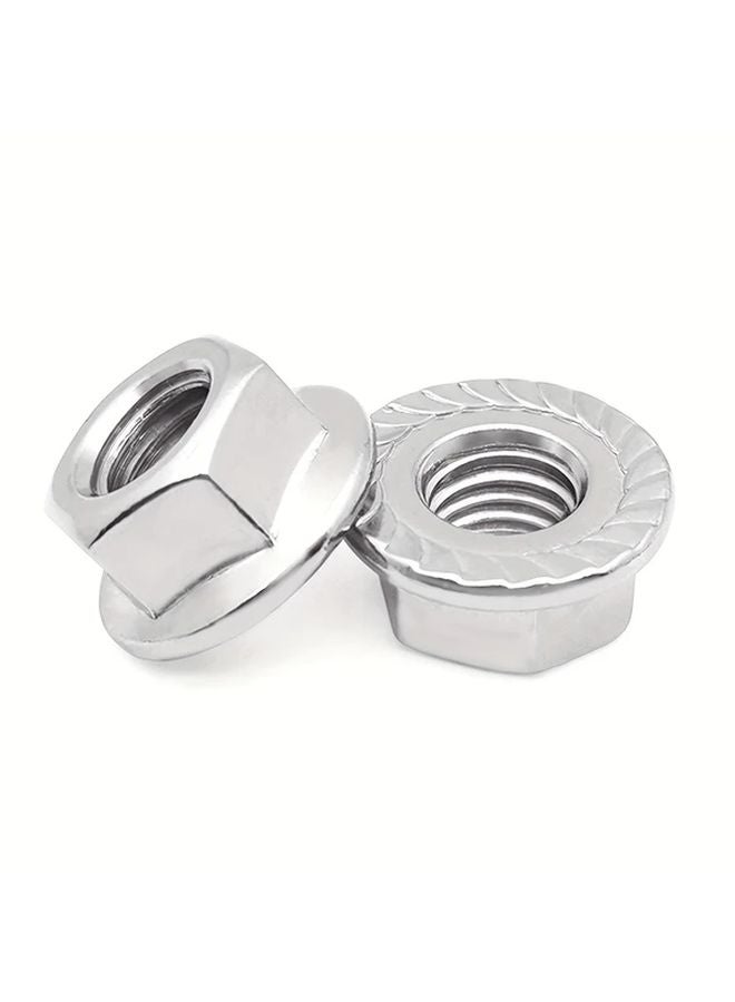 30pcs M6 Serrated Hex Flange Lock Nuts 304 Stainless Steel Plain Finish - Image 2