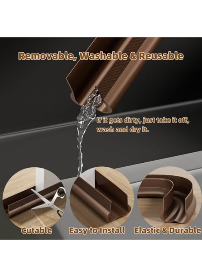 Door Draft Stopper Under Door Seal, 1 Pcs Under Door Draught Excluder, 95x4.5cm Noise Blocker Window Breeze Blocker Adjustable Door Sweeps (Brown, 93x4.5cm)  - Image 4