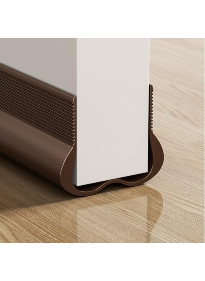 Door Draft Stopper Under Door Seal, 1 Pcs Under Door Draught Excluder, 95x4.5cm Noise Blocker Window Breeze Blocker Adjustable Door Sweeps (Brown, 93x4.5cm)  - Image 1