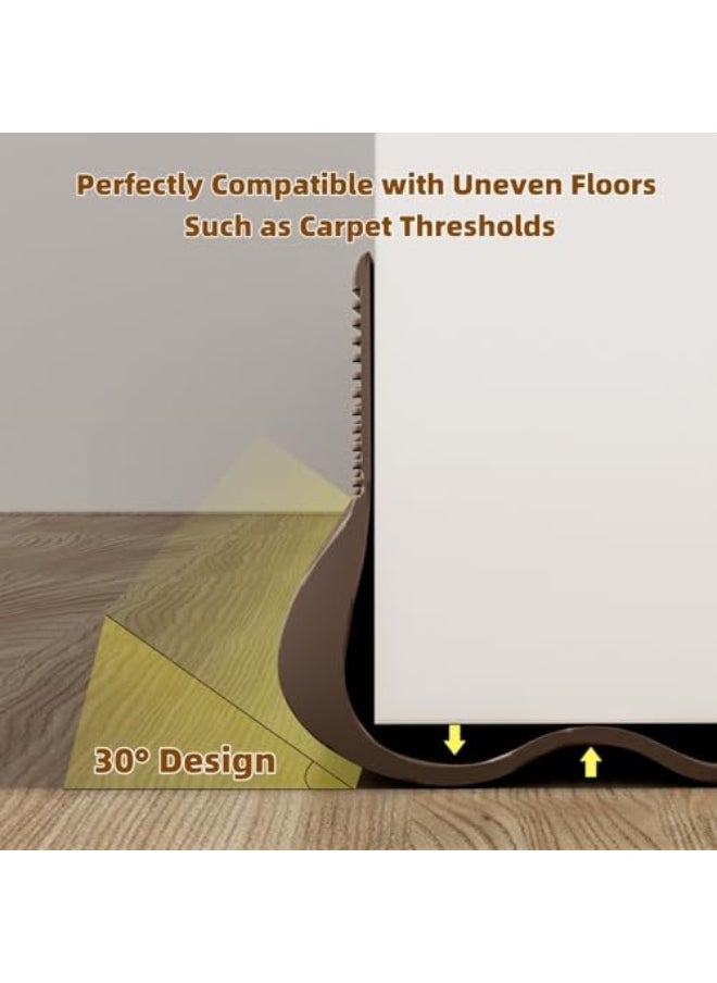 Door Draft Stopper Under Door Seal, 1 Pcs Under Door Draught Excluder, 95x4.5cm Noise Blocker Window Breeze Blocker Adjustable Door Sweeps (Brown, 93x4.5cm)  - Image 3