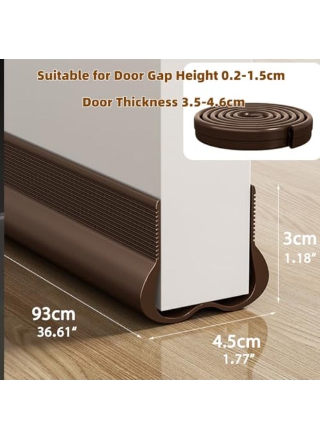 Door Draft Stopper Under Door Seal, 1 Pcs Under Door Draught Excluder, 95x4.5cm Noise Blocker Window Breeze Blocker Adjustable Door Sweeps (Brown, 93x4.5cm)  - Image 5