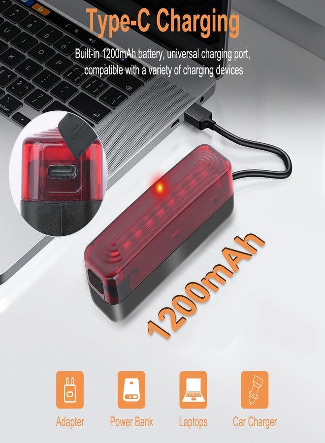 BORUIT Bike Lights for Night Riding,USB Rechargeable Bike Tail Light IP65 Waterproof 1200mah Bicycle Rear Light Easy to Install Road Mountain City Commuting Adventure Cycling Safety Flash 5 Modes - Image 3