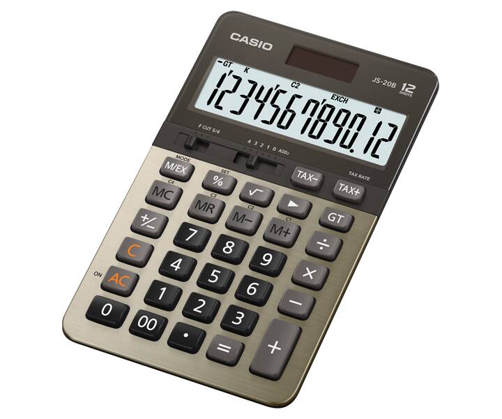 Casio JS-20B 12-Digit Desktop Calculator with Premium Metal Design, Large Display, Dual Power & Professional Business Functions black