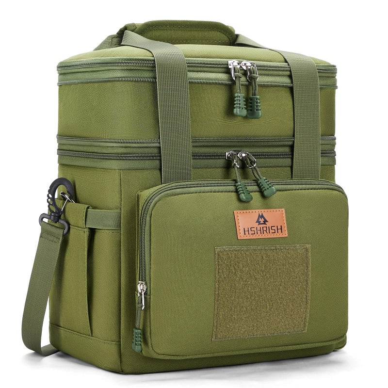 HSHRISH Lunch Box for Men Large Expandable Tactical Lunch Bag Durable Leakproof Cooler Bag with Molle Webbing Lunch Box for Men Work Picnic Trip Camping 24 Can16 L Army Green
