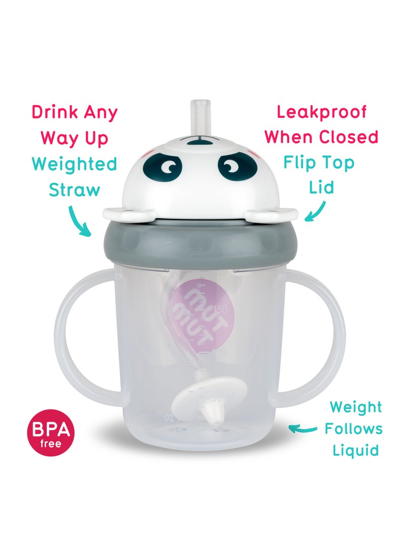 TUM TUM Tippy Up Free Flow Sippy Cup (No Valve), Sippy Cup for Toddlers, BPA Free (Pip Panda 200ml) - Image 2