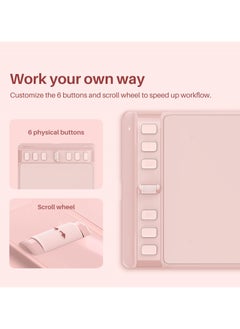 SYOSI 6x4 Inches Drawing Tablet, Digital Drawing Art Pad with 6 Shortcut Keys,Battery-Free 8192 Passive Stylus，Computer Graphic Pen Tablet Work for Mac, Windows PC and Android(Pink)  - Image 3
